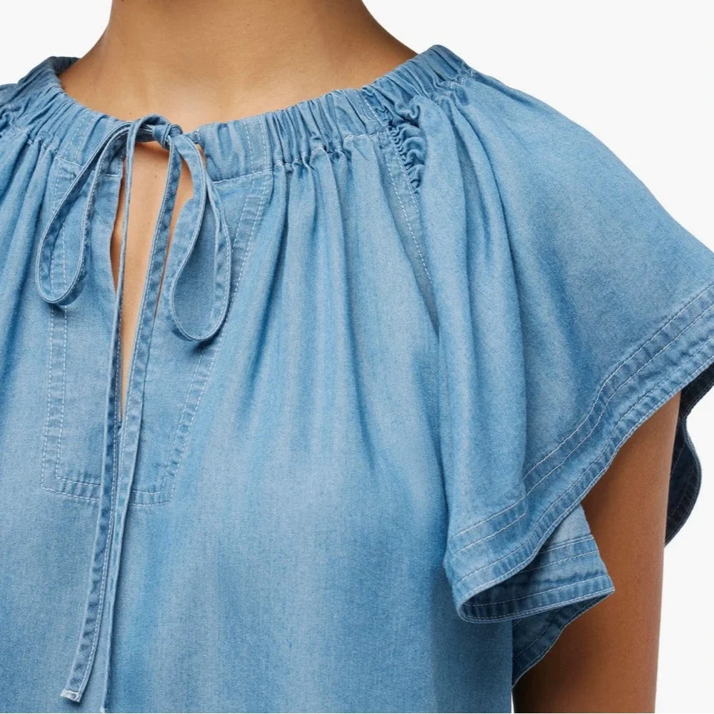 Joe’s jeans, flutter sleeve chambray blouse Nwt - Picture 3 of 7
